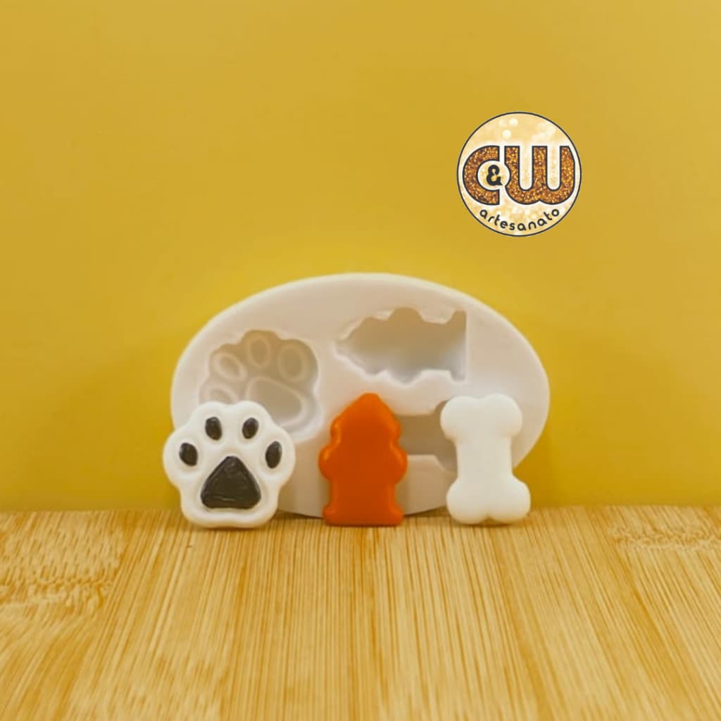 Molde de Silicone MINI Pata Osso e Hidrante Patrulha Canina Cachorro  Decoração, Confeitaria e Artesanato