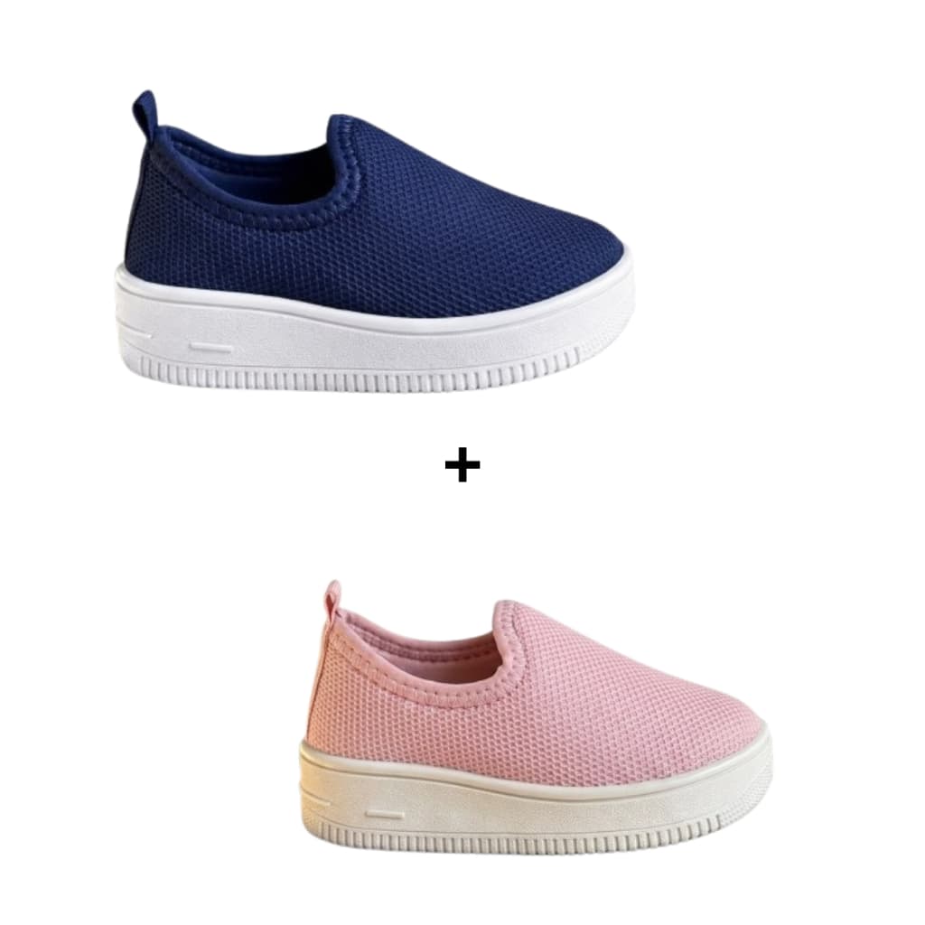 Kit Dois Pares De Tenis Baby Bebe Infntil Modinha Leve Confortavel