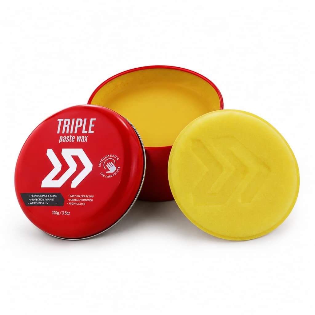 Cera Automotiva de Carnaúba Triple Paste Wax Autoamerica 100g Cera em Pasta com Aplicador Brilho