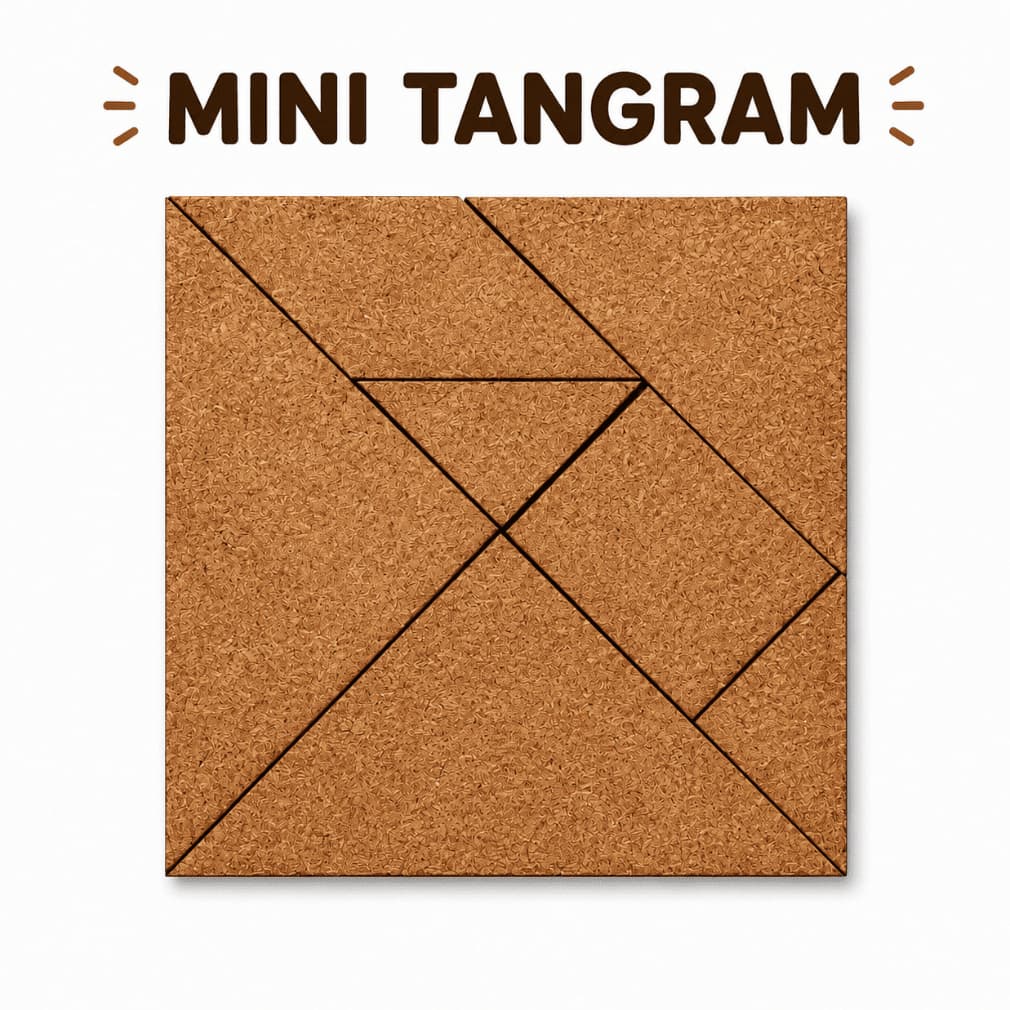 Tangram MDF 10x10cm Quebra-Cabeça Educativo Cru - 1 Unidade