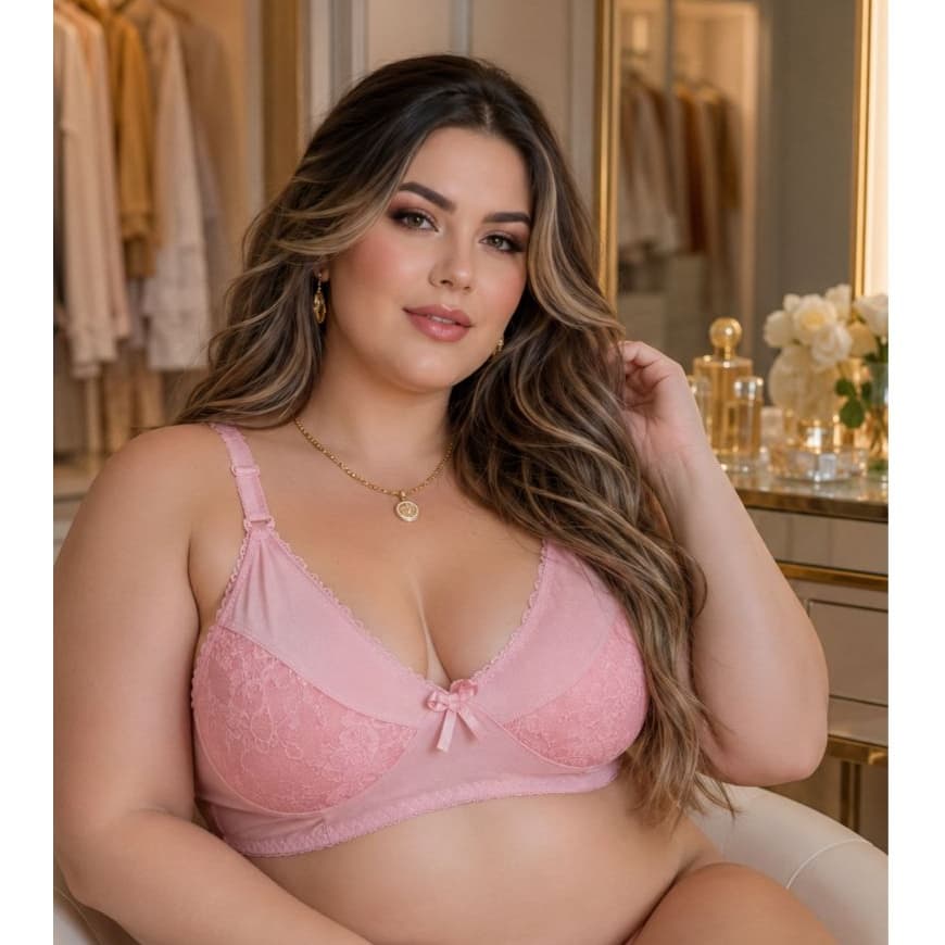 Sutia sem Bojo com Detalhe em Renda Adulto Alça Reforçada Plus Size Marlene