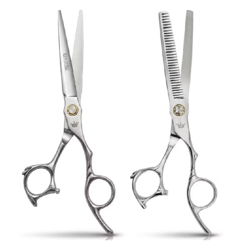 Kit Profissional de 2 Tesouras king style - 6,5`  Polegadas para Barbeiro Aparador de Cabelo e Barba