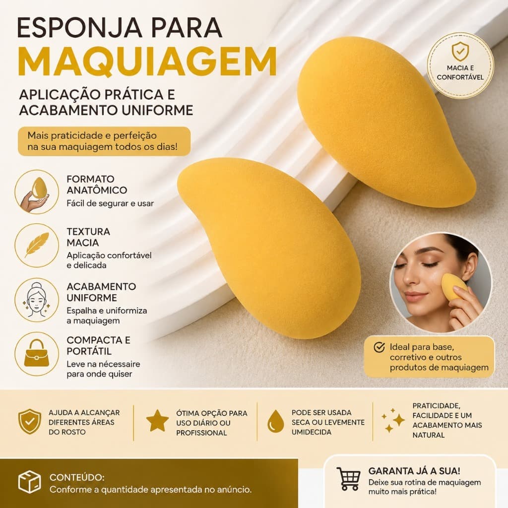 Kit 12 Esponjas de Maquiagem para Base e Pó - Textura Macia, Acabamento Impecável, Fácil de Limpar