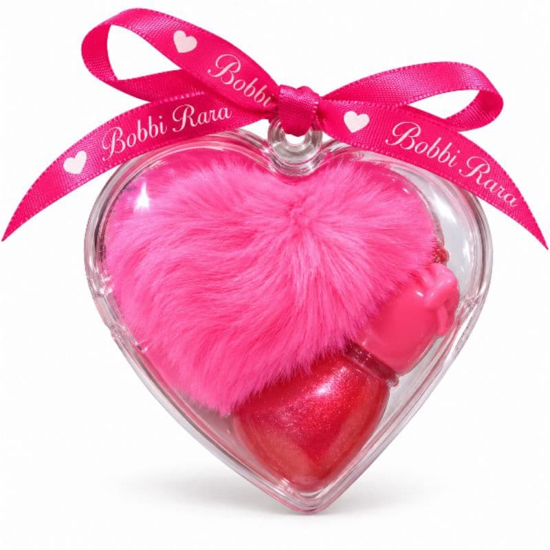 Kit Bobbi Rara Gloss Labial com Chaveiro Pom Pom Coração Rosa