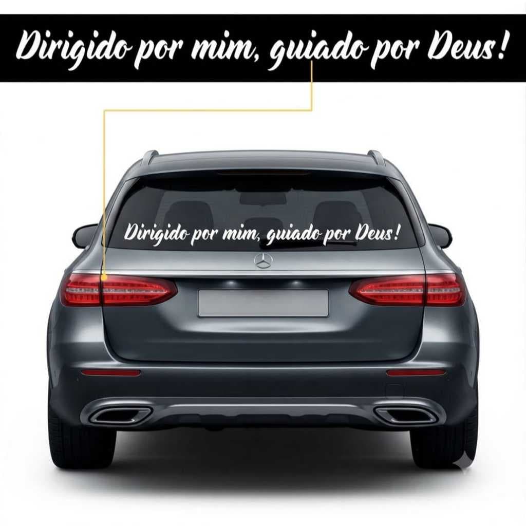 Adesivo carro Nunca Foi Sorte Sempre Foi Deus Automotivo vinil branco 89x6,5cm