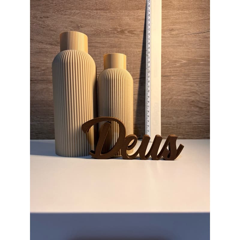 Kit 2 Vasos Decorativos + Placa Letreiro Gratidão Fé Família | PLA Premium Impressão 3D