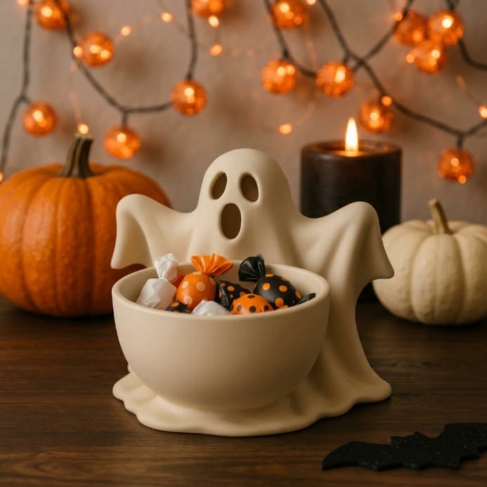 Pote Tigela Fantasma 3D Halloween Decorativo - para Doces, Balas e Guloseimas