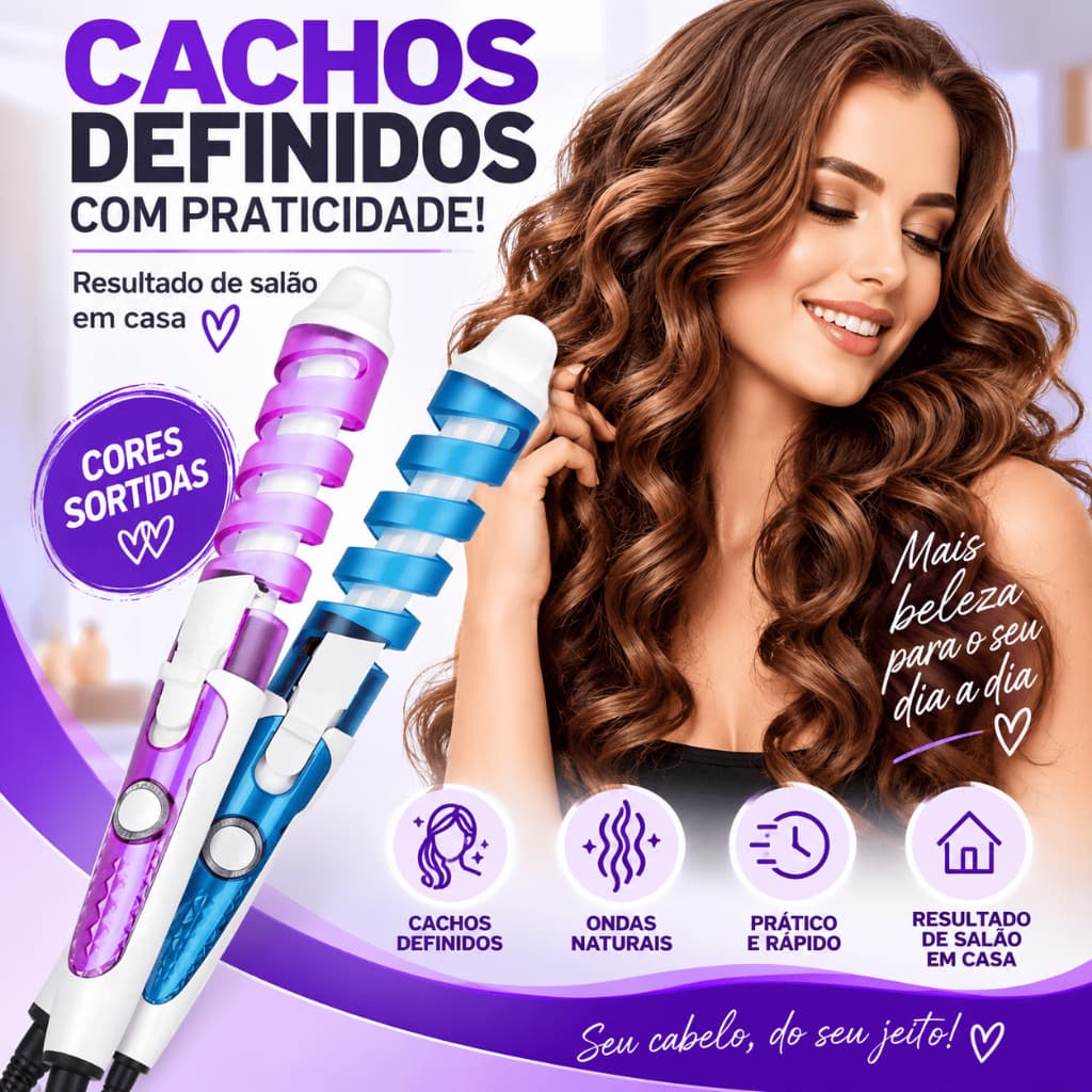 Modelador de Cachos Profissional Cacheador de Cabelo Bivolt Cerâmico para Cachos e Ondas