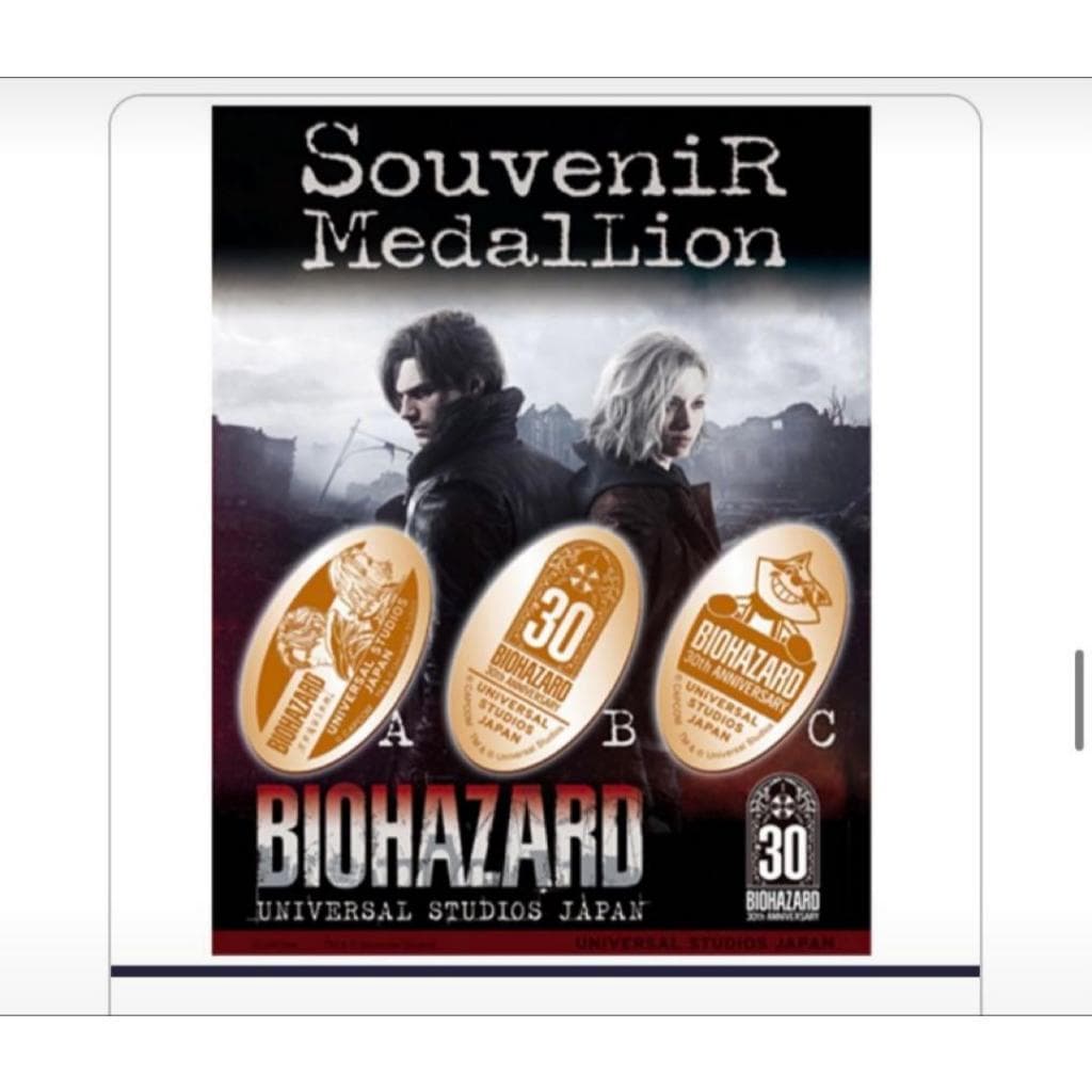 Direto do Japão: Conjunto de 3 Medalhas de Souvenir do 30º Aniversário de Resident Evil (USJ) – Novo