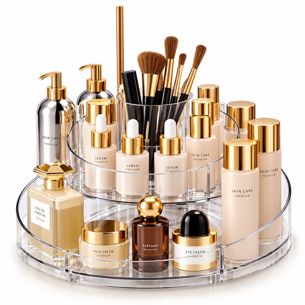 Organizador Maquiagem Giratório 360° Acrílico 2 Andares Cosméticos