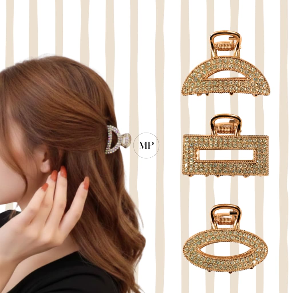 Piranha Prendedor Metal Strass Luxo Penteado Cabelo Feminino