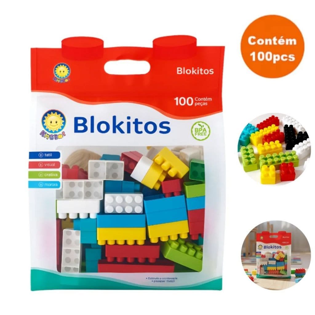 Blocos De Montar Blokitos 100 Peças - Estimule a Criatividade ea Coordenação Motora