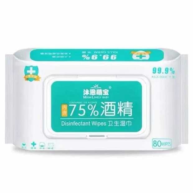 Lenço para Assepsia Álcool 75% folhas de tecido resistente c/ 80 unidades
