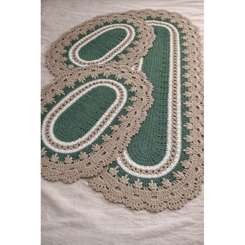 Jogo de Tapetes de crochê e passadeira, 3 peças, Tapetes para sala, Tapetes para cozinha, tapetes de banheiro, decoração