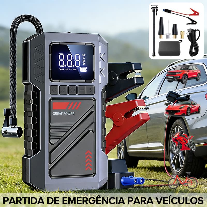Compressor de Ar 12V Automotivo 150PSI 14.8V Digital Portátil Inflador de Pneus com USB e Luz LED