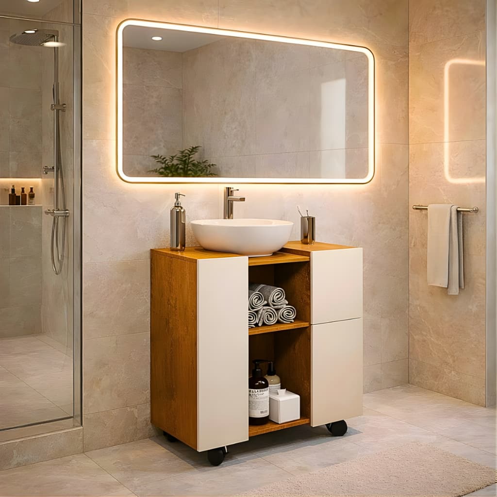 *PROMOÇÃO* Gabinete Para Banheiro Pia de Coluna 2 Portas 1 Gaveta Sem Cuba Lavabo Moderno Organizado