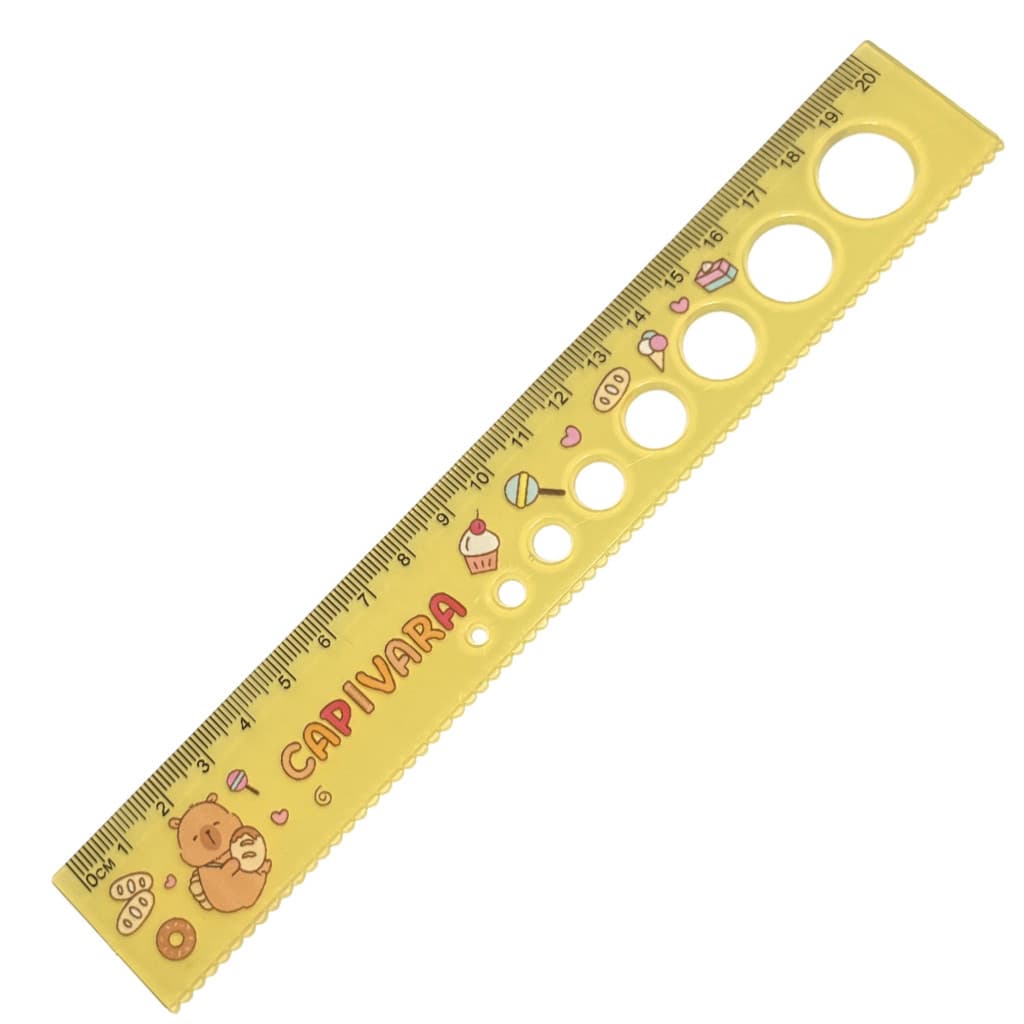 Régua Escolar Plástica Transparente de Capivara 20cm Multicolor