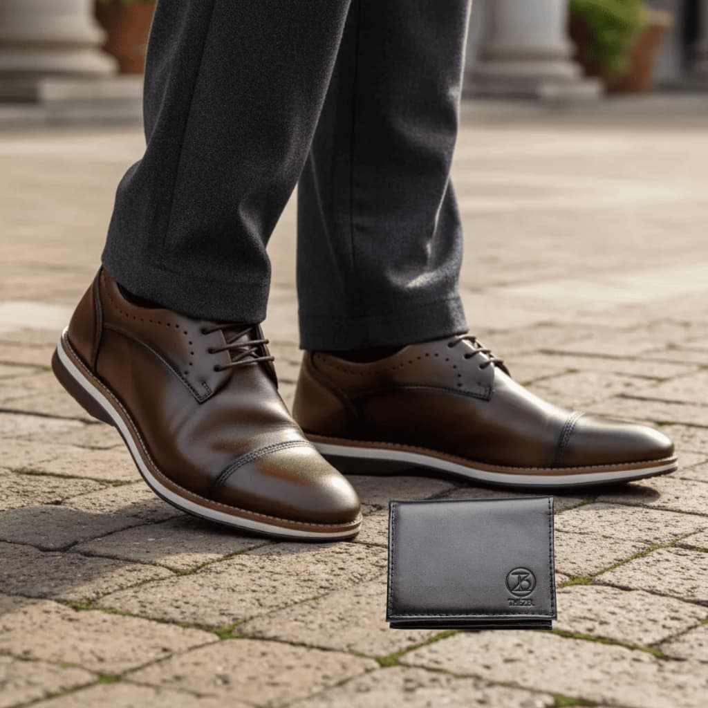 Sapato Social + Carteira Masculino Oxford Denver Confortável Sapato Masculino Social Brogue Igreja