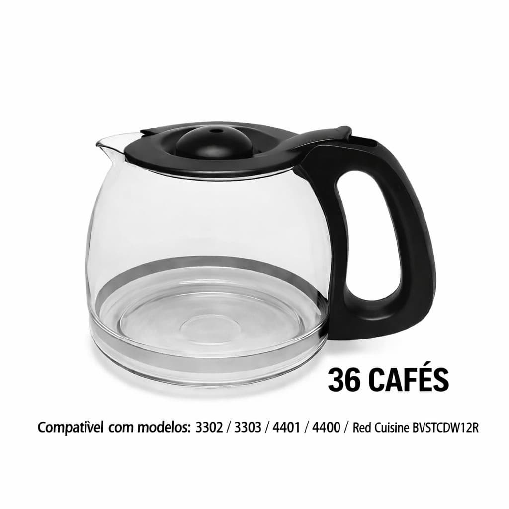 Jarra para Cafeteira 36 Cafés Vidro Resistente – Compatível 3302, 3303, 4400, 4401, BVSTDCDW12R