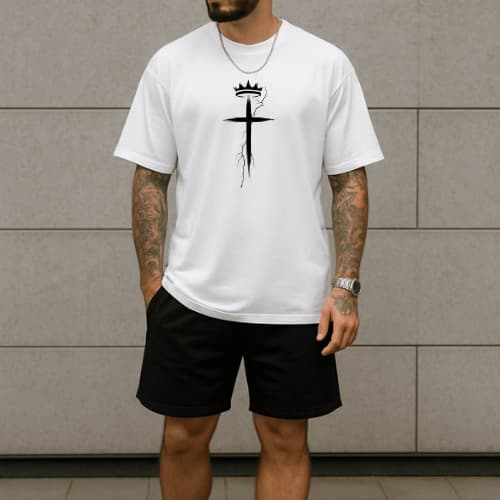 Camiseta Cristã Jesus Algodão Blusa Masculina Gospel Cruz