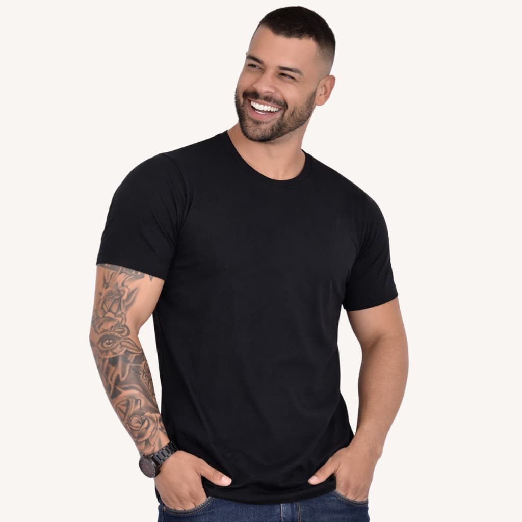 Camiseta Tech Modal Masculina Básica Premium Conforto Não Amassa Respirável Toque Macio Camisa Não precisa Passar Natura