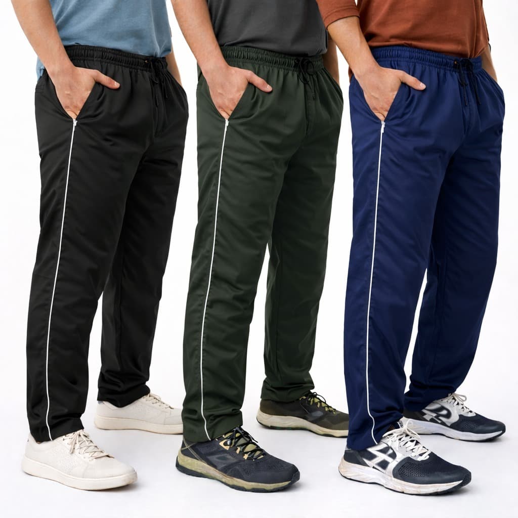 Kit 3 Calças Masculina Tactel Lisa Com Bolsos Esporte Trabalho Caminhada Academia Frio