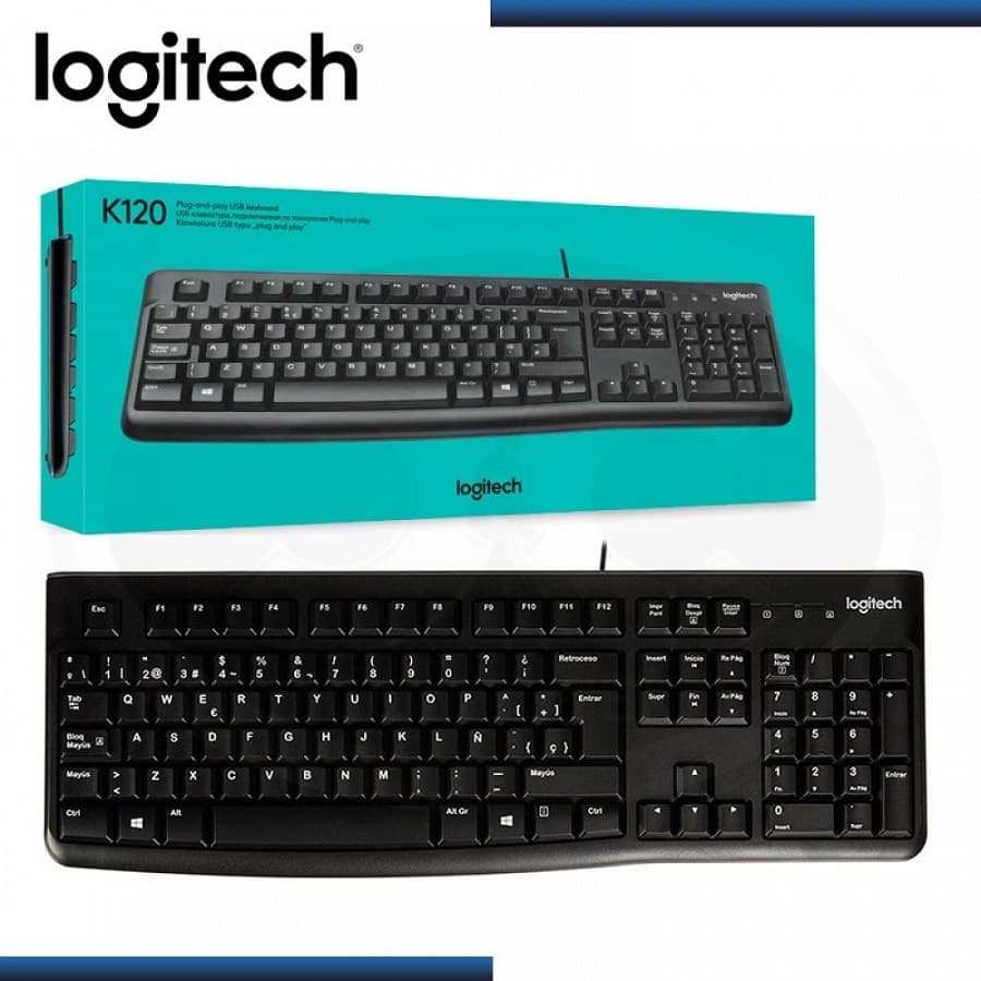 TECLADO COM FIO LOGITECH K120 QWERTY PORTUGUES USB PADRÃO BRASIL