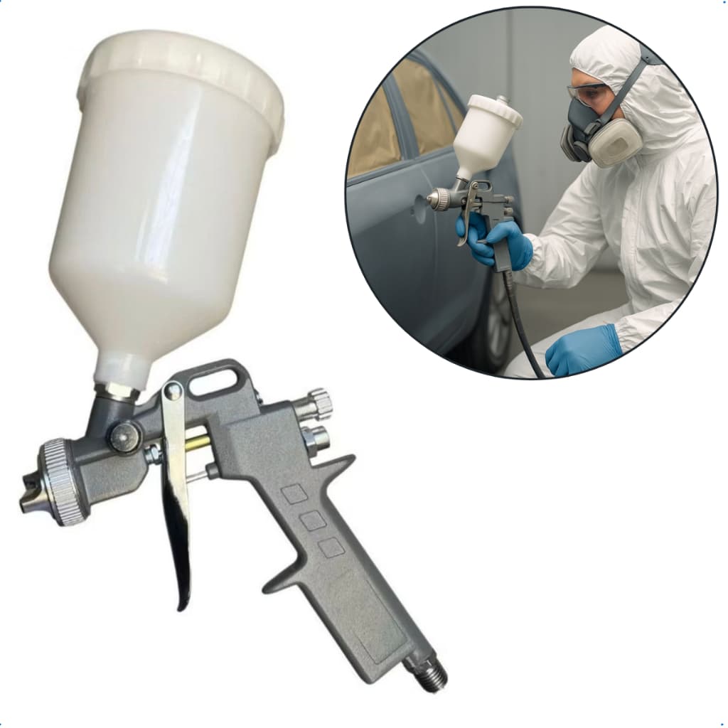 Pistola de Pintura Alta Pressão 600ml Gravidade Bico 1.2 1.5 1.8mm Profissional Madeira Metal  Pared