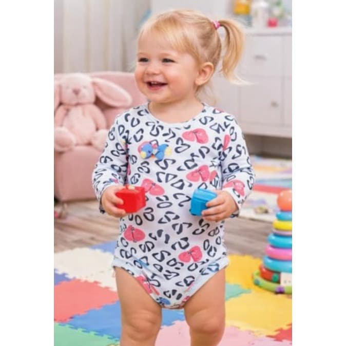 BODY BEBE MANGA LONGA ELIAN MENINA -TAMANHO 1