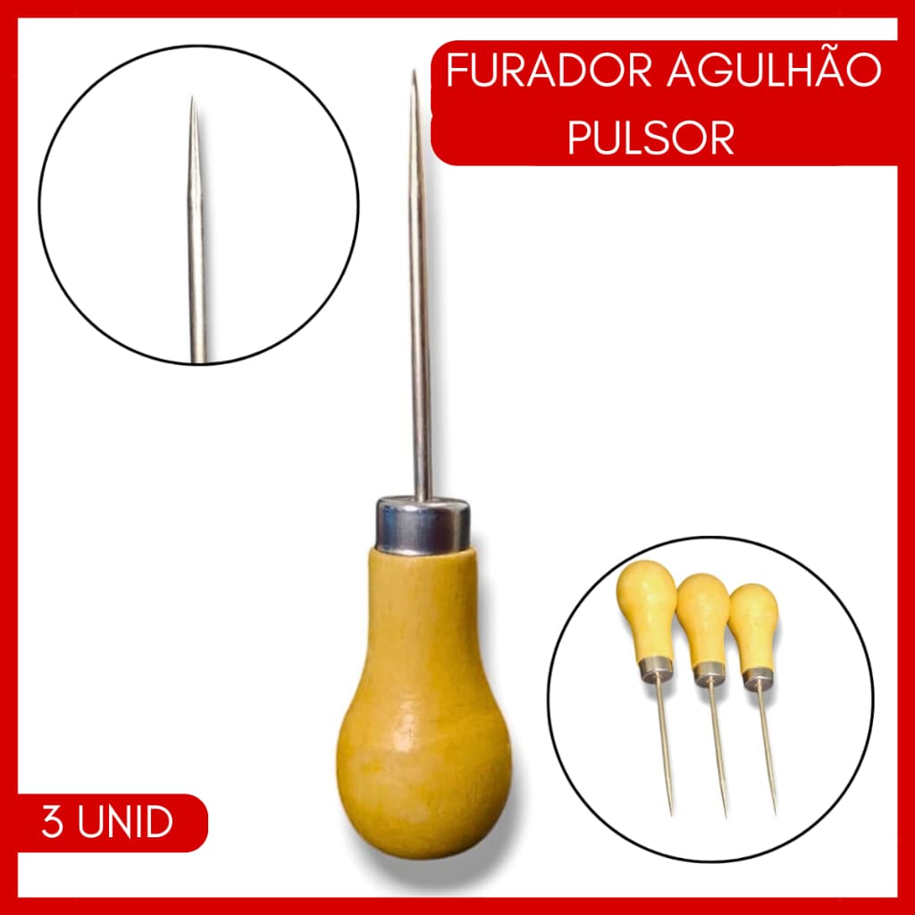 Kit 3 Furadores Agulhao P Tecido Patchwork Art Scrapbook