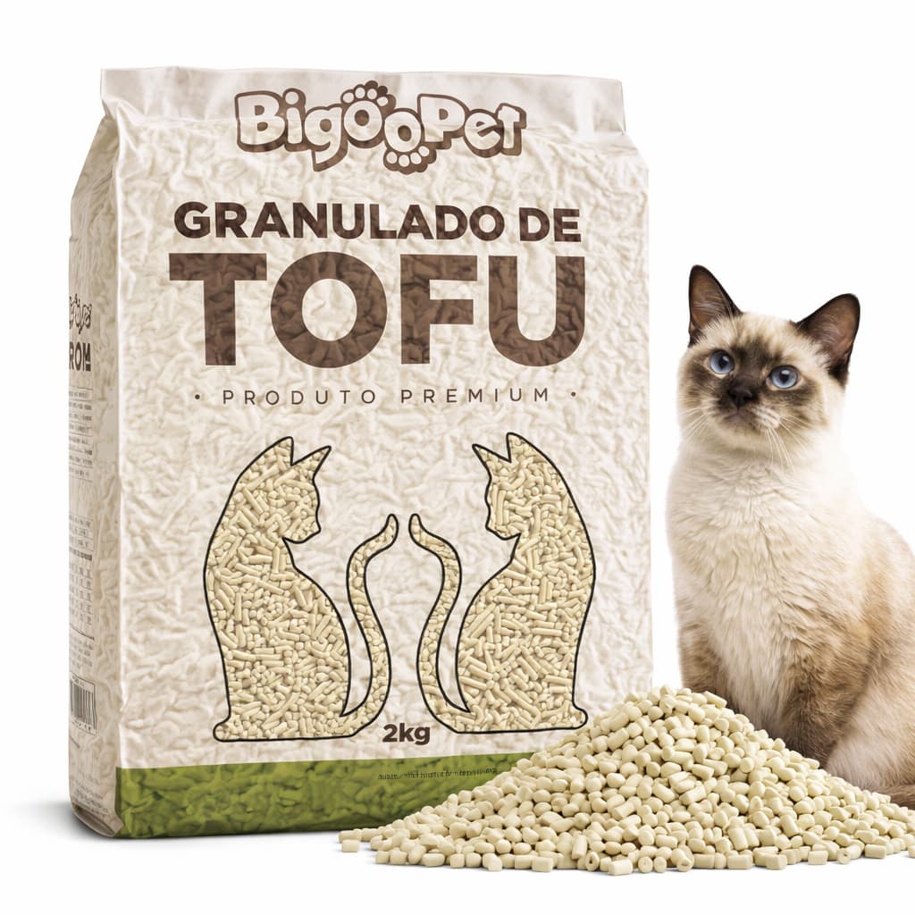 GRANULADO DE TOFU PARA GATOS 2kg - Biodegradável Descarte no Vaso- Sem odor e Sem Pegadas.