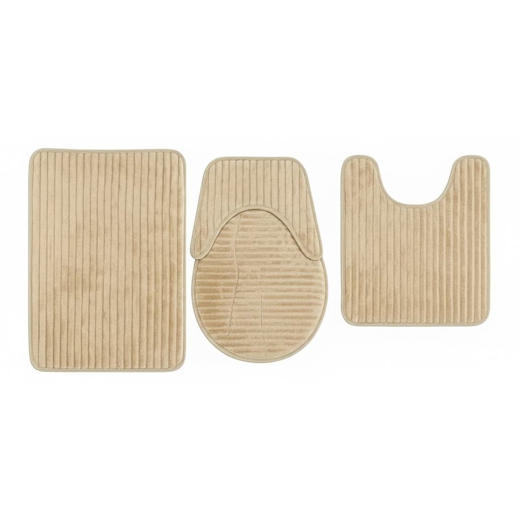 Tapete De Banheiro 100% Poliester Kit 3 Peças Bege