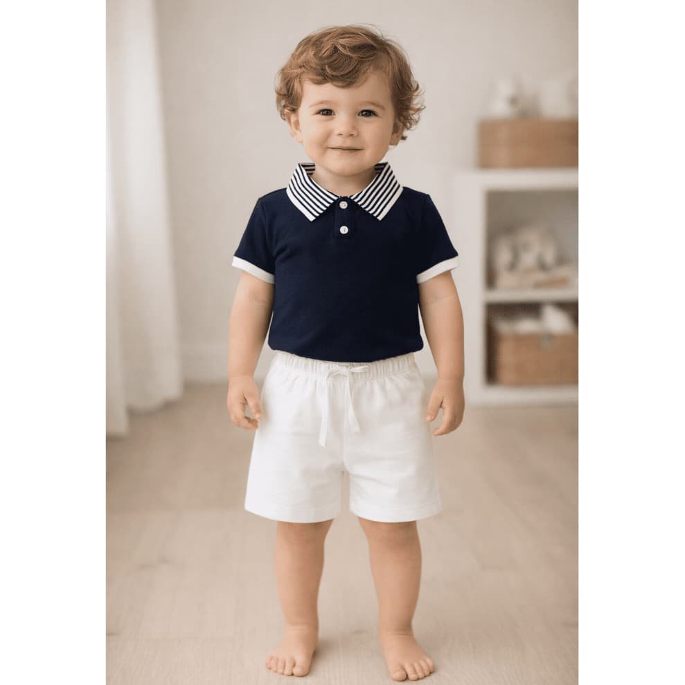 Kit Roupinha Bebê Estilo Polo com Short | Moda Infantil Conforto Diário