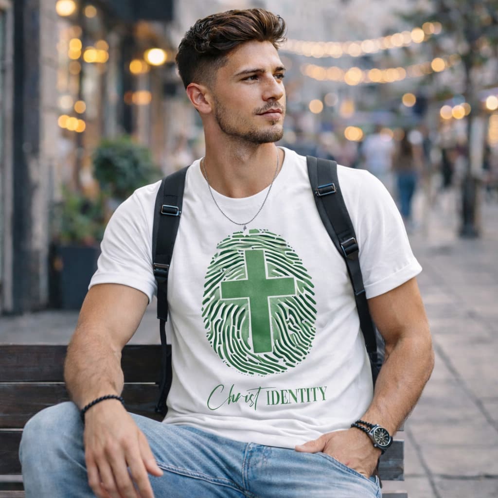 Camiseta Masculina Gospel Christ Identity | Moda Evangélica Masculina Estilosa | Camisa Cristã Cruz Moderna