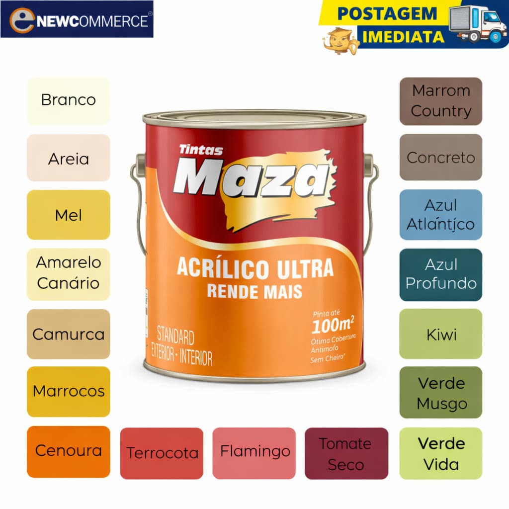 Tinta Alto Rendimento Maza Acrílico Ultra Rende Mais Externa/Interna 3,6l