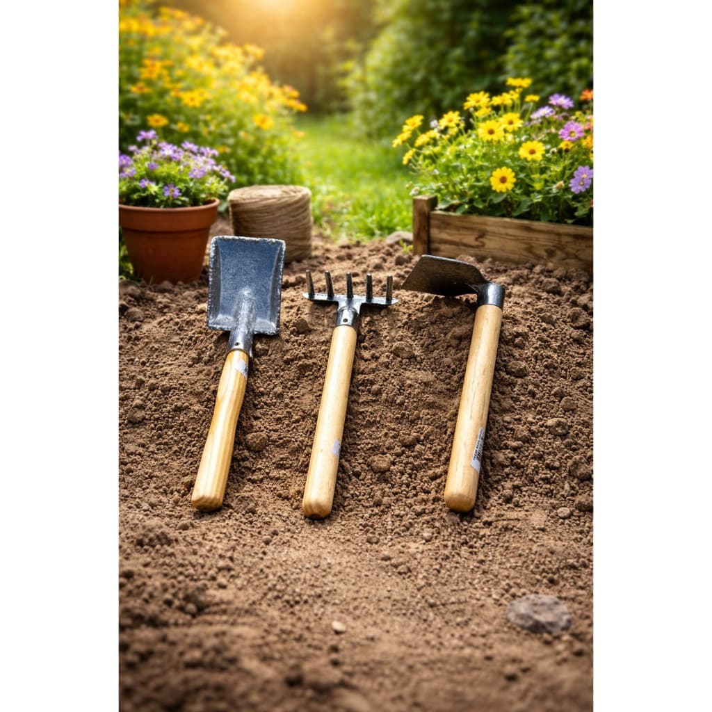 Mini Ferramentas Jardinagem Pazinha Enxada Rastelo 27cm Cultivo Jardim Plantinhas Flores Terra