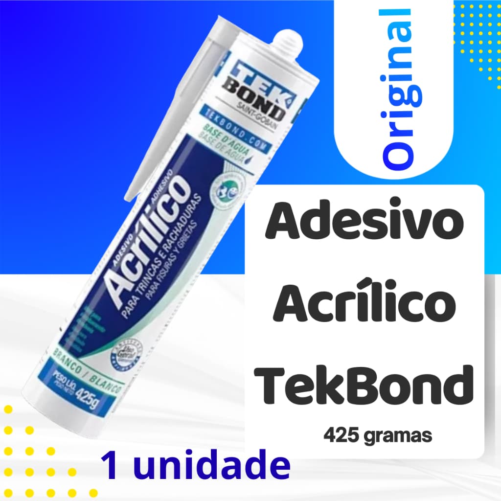 Adesivo Acrilico Cola Placas EPS Poliestireno Molduras Rodapé Sanca Gesso Tekbond 425g
