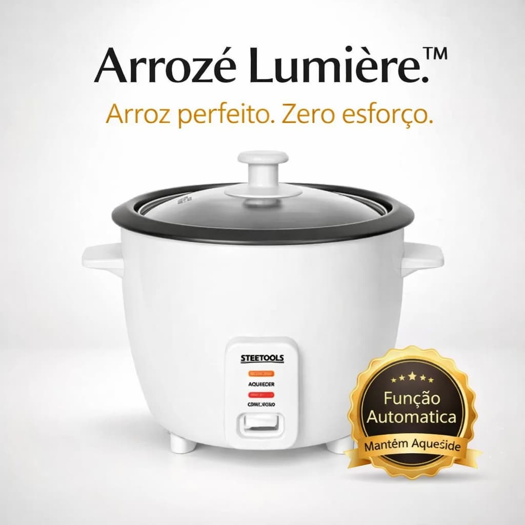 Panela de Arroz Elétrica 1,3L 220V Arrozé Lumière™ Automática Compacta Mantém Aquecido Branca Econômica
