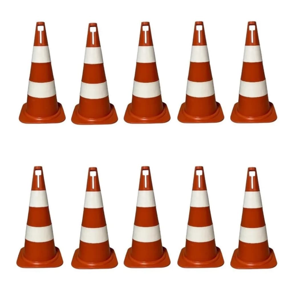 Cones Sinalização Segurança Pvc 50cm Estacionamento Demarcação Laranja/Branco