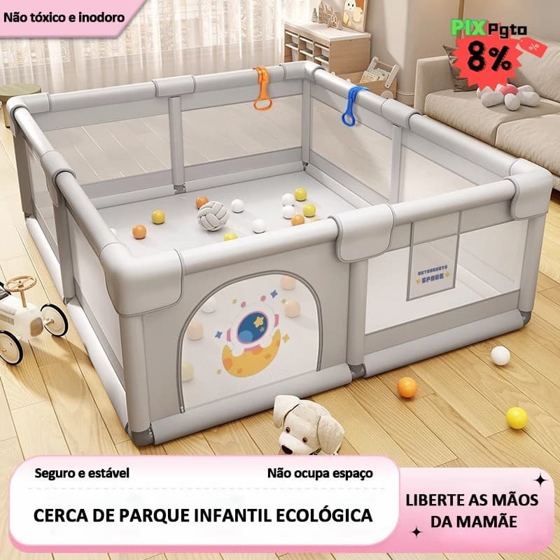 Cercadinho de Bebê Parquinho Dobrável | Seguro com Ventosas, Alças e Gancho de Fixação