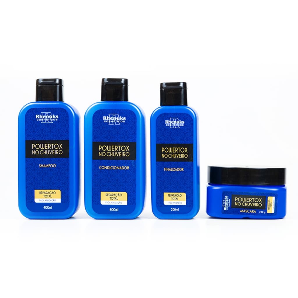 Kit Capilar Rhenuks Powertox No Chuveiro 4 Produtos Reconstrução Antifrizz Redução de Volume Original