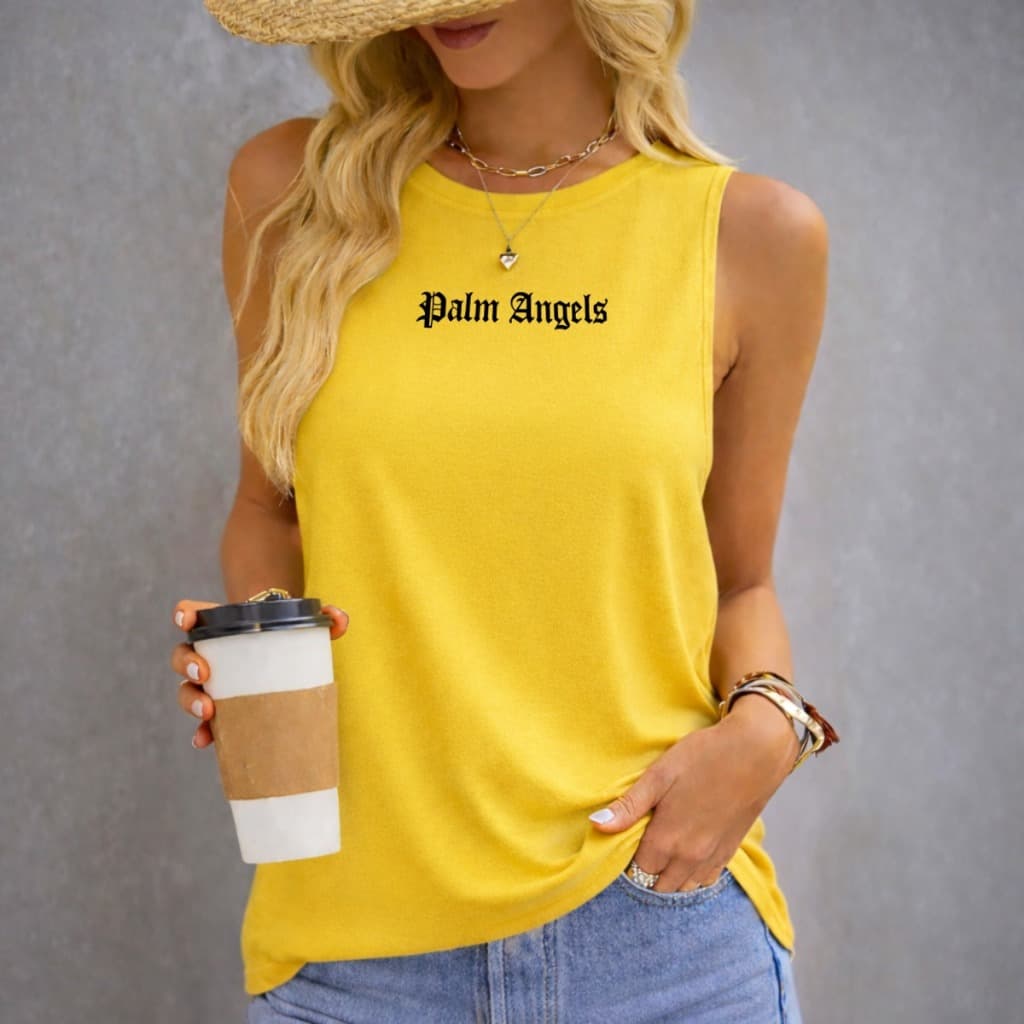 Regata Feminina camiseta sem manga gola redonda regata confortável 100% algodão