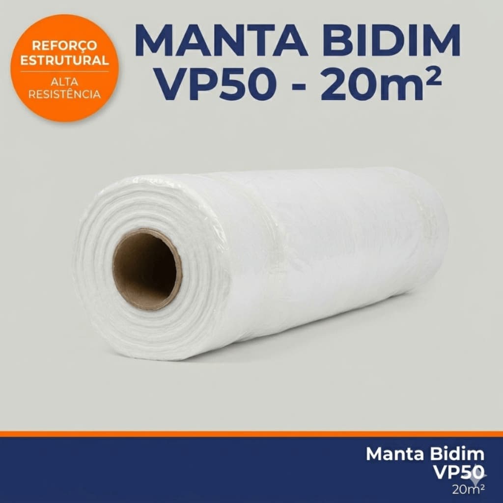 Manta Bidim VP50 20 Metros Telhado Impermeabilização Manta Líquida Reforço Impermeável Construção