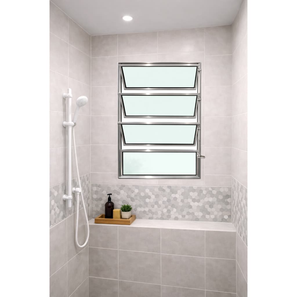 Vitro Basculante 80 x 60 Alumínio Brilhante Vidro Liso