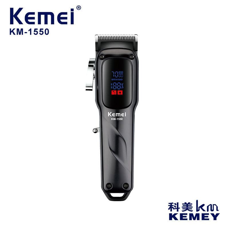 Máquina De Cortar Cabelo Profissional Sem Fio Kemei KM 1550 Bivolt Preto Recarreável USB