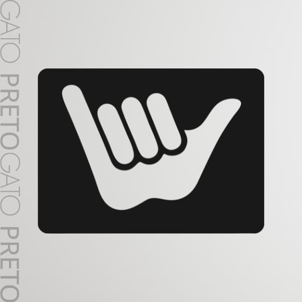 Placa Quadro Mãozinha Hang Loose Madeira MDF Preto Fosco