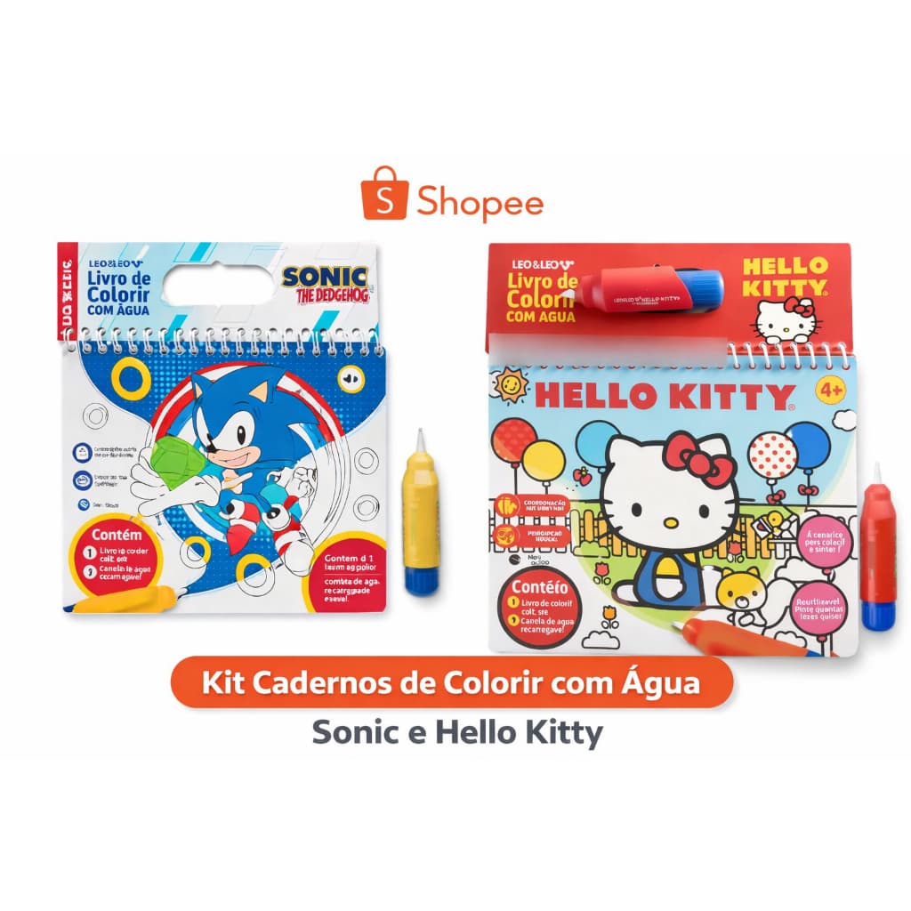 Livro de Colorir com Água Infantil Leo e Leo Reutilizável 4+ Caneta Mágica