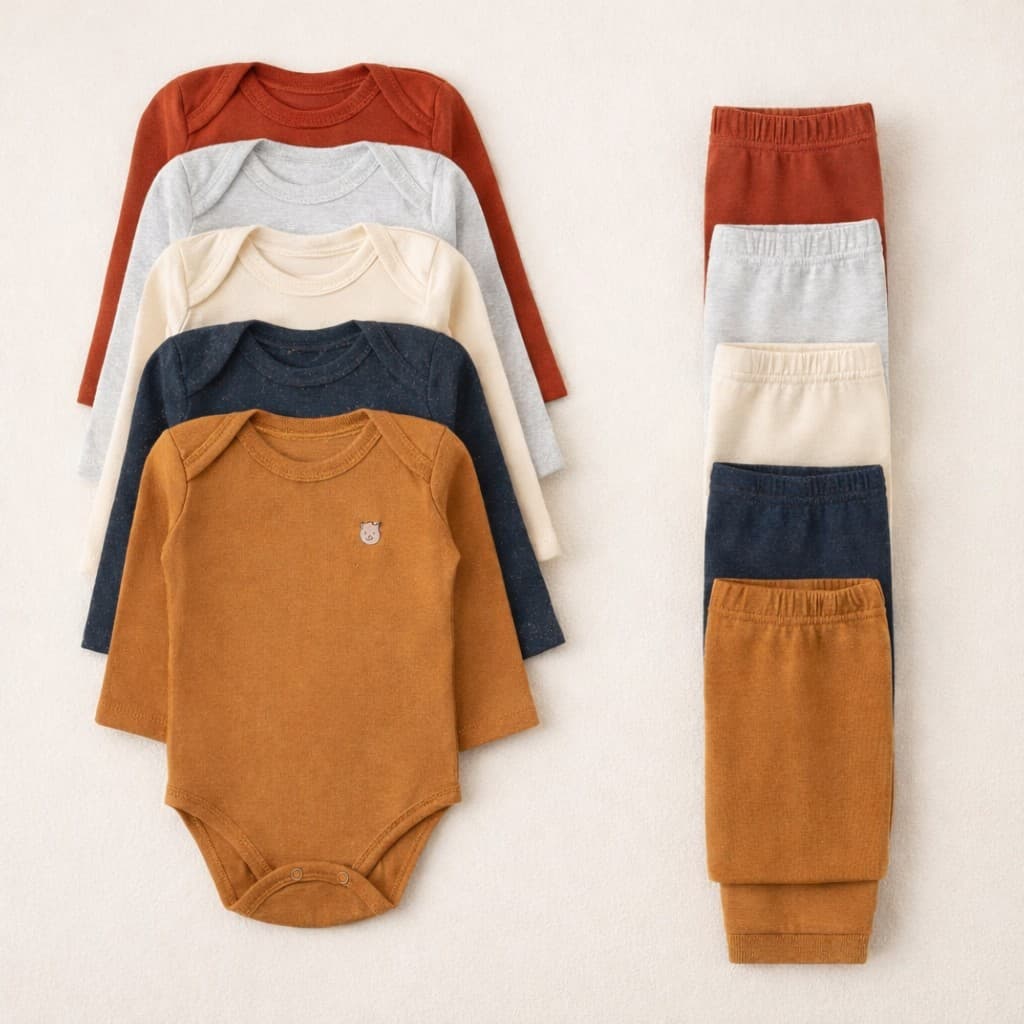 Conjunto de Frio Bebê Menino Body Longo + Calça Mijão 10 Peças
