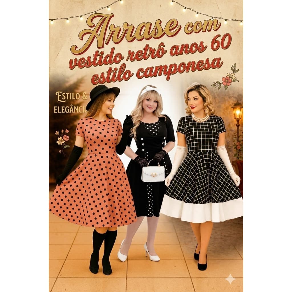 Vestido De Bolinha Feminino Retrô Vintage Festa Casamento Godê Retrô Anos 60 Poá Bolinhas Vintage Rodado Midi