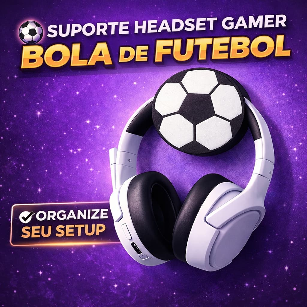 Suporte de Parede para Headset Gamer Bola de Futebol Dupla Face | Organizador e Decoração Gamer